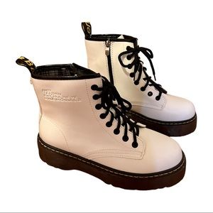 White Lace Up Platform Combat Boots